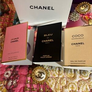 New CHANEL box with 3 CHANEL Spray  Purfum BLEU De Chanel, CHANCE, COCO- 4 items